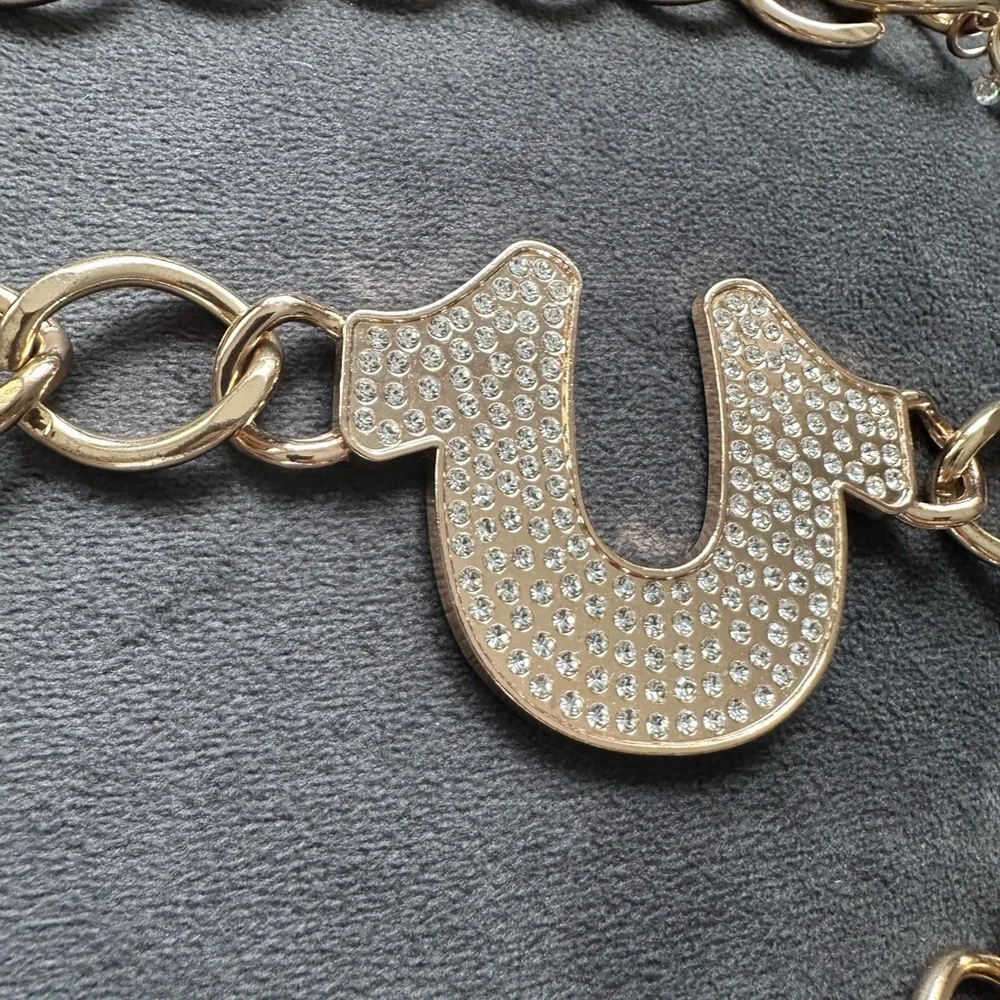 🆕True Religion Gold Horseshoe Chain Statement Belt
